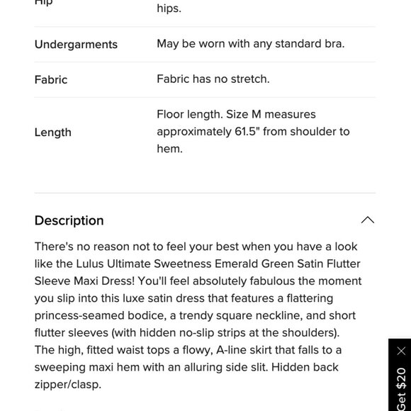 NWT Lulus Ultimate Sweetness Emerald Green Satin Flutter Sleeve Maxi Dress - Picture 5 of 5